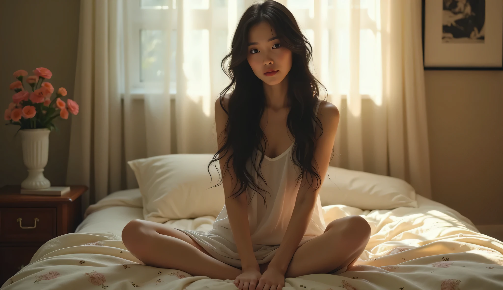 Kawaii Girl、underpants、In the room、Sleeping in bed、Long hair、