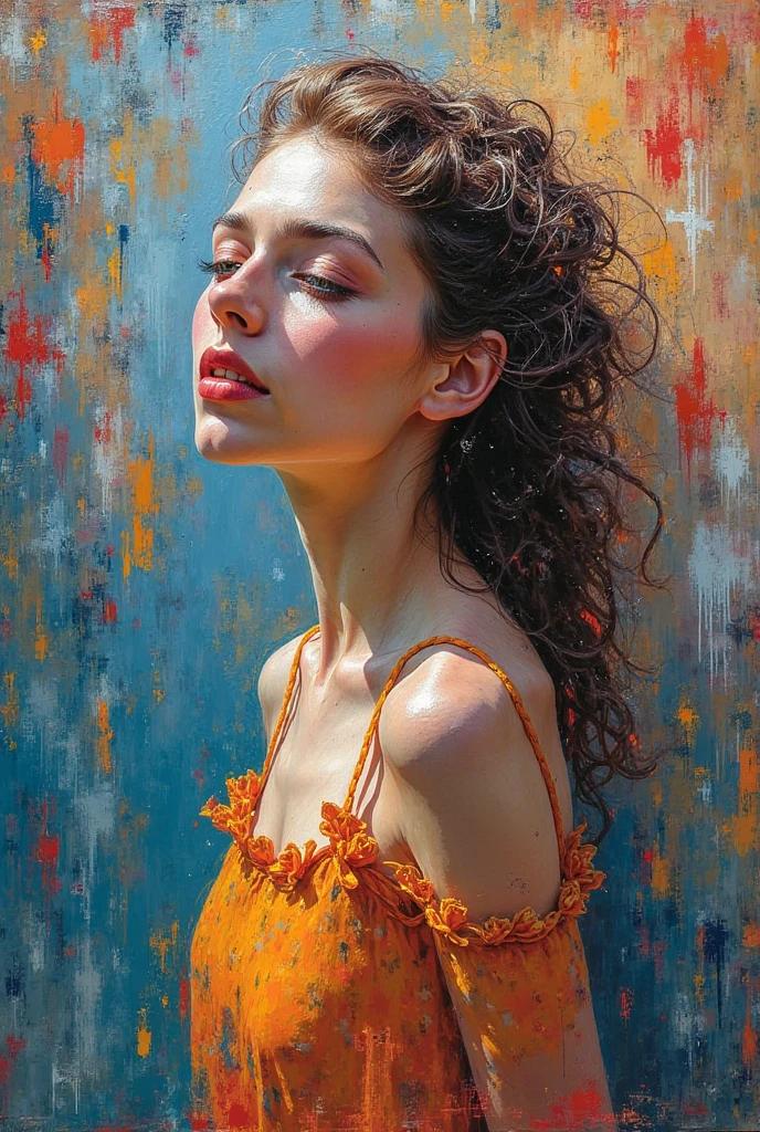A painting of a woman with her eyes closed, ((golden ratio}} laying on the sofa after a long night on the town, a sensual painting, a Beautiful expressive painting, Wadim Kashin. Ultra photo realism, Louise Ross, digital painting art, Perceptual digital painting, Stylish digital painting, Bonito painting, glossy digital painting, beautiful digital painting, digital art painting, Fine paintings, ((Rod acrylic paint)).