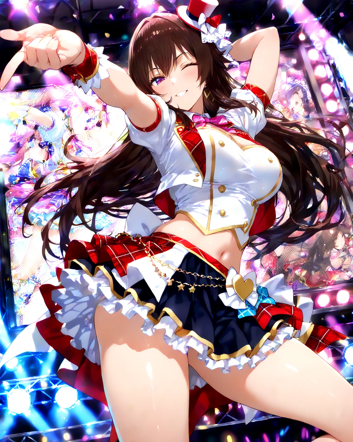 masutepiece, Best Quality, Illustration, Ultra-detailed, finely detail, hight resolution, 8K Wallpaper, Perfect dynamic composition, Beautiful detailed eyes, Natural Lip,Blazer ,Collared shirt, cleavage, ((skirt lift by yourself))),(lifted by self),(Showing panties),panties on,panties onフォーカス,((Sit up,spread ????????))、panties onを見せて、Open your eyes、looking at the viewers、provocative smiling、huge smile、Smile big、Provocation by spreading legs and showing panties、((Sit up,spread ????????、Spread your ?????????、Spread your ?????????、panties onを見せてくる、Open your ????????? to show off your panties.、panties onを見せてくる、Do fancy nails、I'm smiling at you、(masutepiece, Best Quality, Ultra-detailed), (Illustration), (Beautiful detailed eyes), (1girl in), (Solo), Yoshiko Tsushima, Purple eyes, Blue hair, Single hair bun, Long hair, Looking at Viewer, Open mouth, Bangs, Shirt, School uniform, Pleated skirt, serafuku, Sleeveless, neckerchief, grey skirt, Yellow neckerchief, uranohoshi school uniform, Outdoors,、Yoshiko Tsushima、Love Live Sunshine