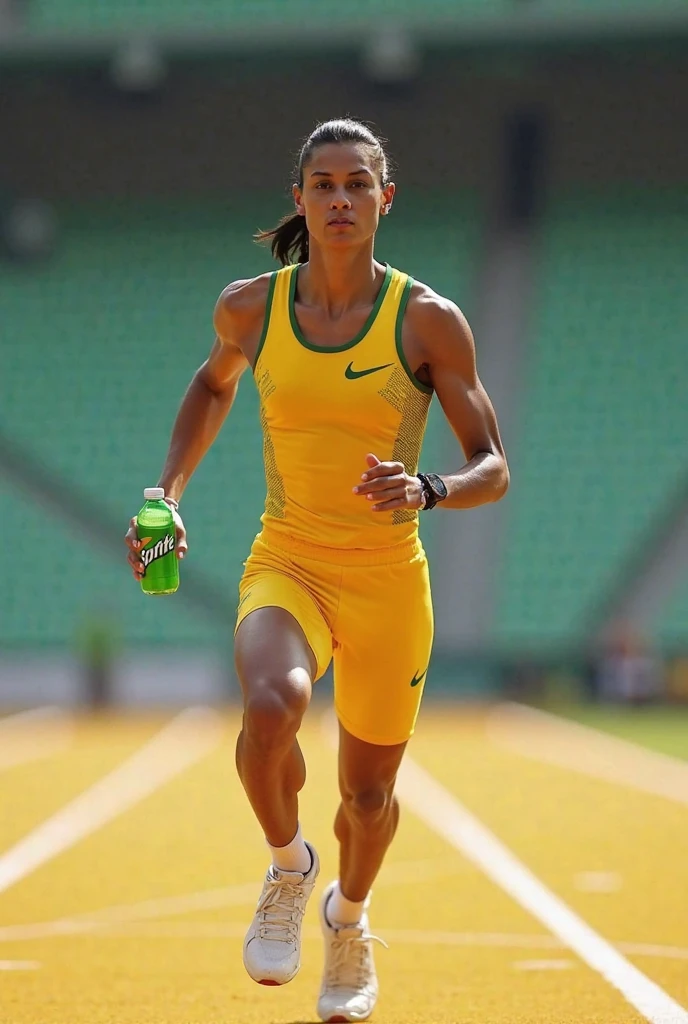 Image of athletes training outdoors with a caption highlighting eco-conscious choices.