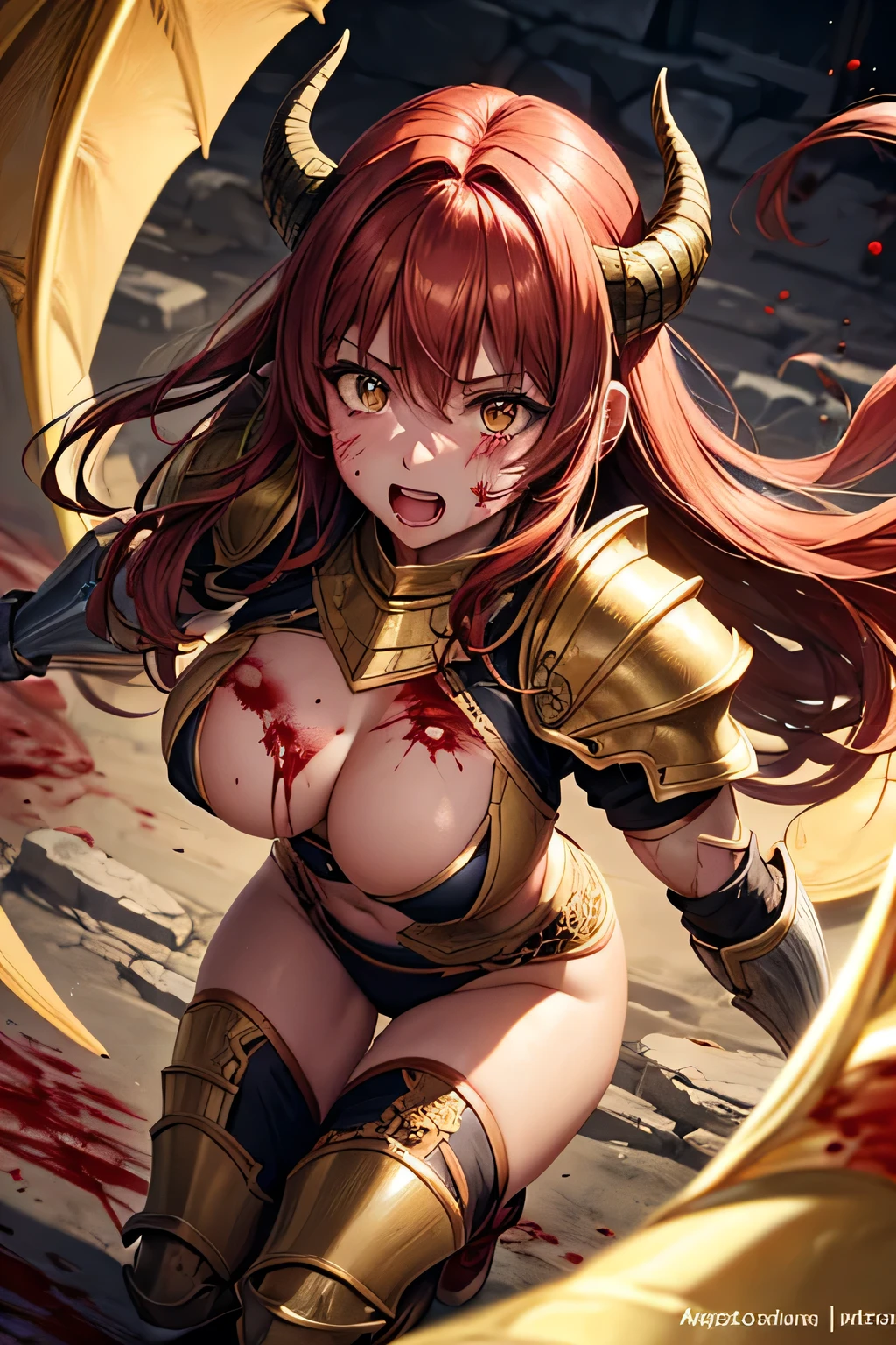 (((nsfw:1.5)))、highest quality、complete limbs、full finger、one beautiful woman、beautiful big breasted woman、straight hair woman、(((red hair woman:1.3)))、(((red knight woman:1.5)))、(((Torn red high neck leotard:1.6)))、(((brown pantyhose with holes:1.3)))、woman raises her hand、woman spreads her legs wide open、(((full armor:1.4)))、(((A woman being attacked by countless thick red tentacles:1.5)))、(((The tentacles wrap around the woman&#39;s arms.)))、 (((The tentacles are wrapped around the woman&#39;s legs.)))、A woman&#39;s groin area is exposed、(((Tentacles gather around a woman&#39;s crotch)))、(((A tentacle penis is inserted into a woman&#39;s pussy:1.5)))、(((A woman crying with pleasure:1.5)))、(((A woman gasps with her mouth open due to the pleasure of climax:1.5)))、suffering face、blushing、(((Countless tentacles ejaculate towards the woman&#39;s body, and the woman&#39;s body is wet with white semen.:1.5)))