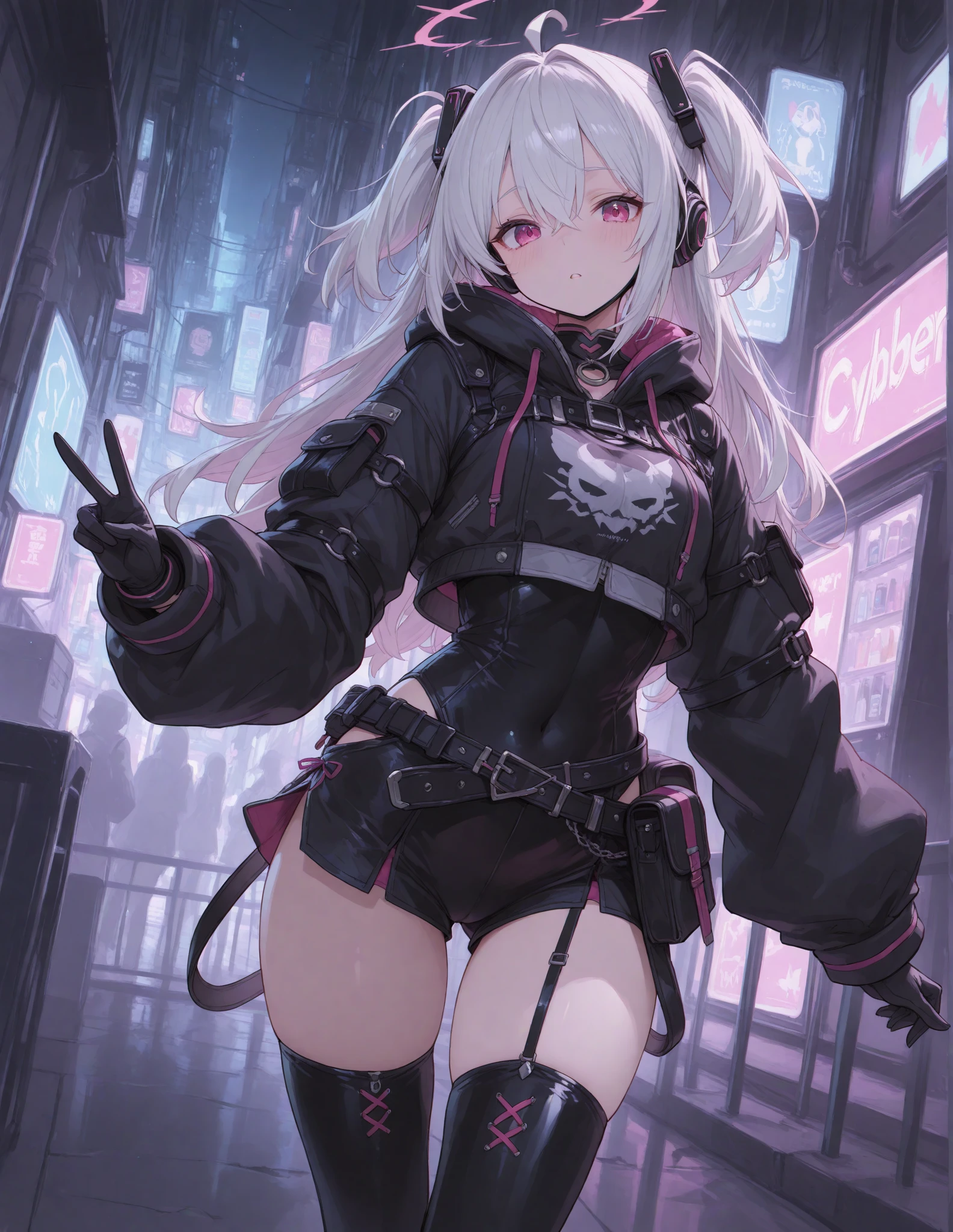 (ideal:1.1), (perfection:1.1), (flawless:1.1), (best quality:1.2), (highest quality:1.2), street, 1girl, solo, (loli:1.2), (child:1.1), (goth girl:1.1), fashionable goth clothes, sexy smirk, (blushing:1.1), (sexy thighs:0.9), small breasts, athletic body, highest quality eyes, highly detailed, 4k, best resolution, high quality shadows, beautiful quality light, best quality upscale, most beautiful upscale