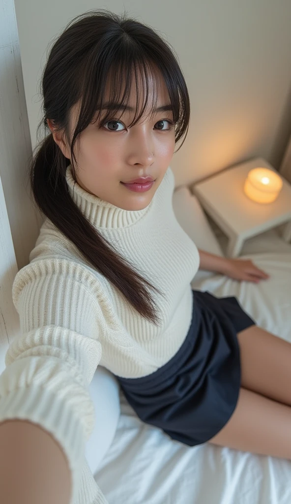 high quality、high resolution、masterpiece、Bright red sky、Beautiful crimson clouds in the background、Beautiful woman squatting on the edge of the wave with her legs spread, She has medium bob hair、Beautiful light brown hair color、Plump and large breasts、Narrow waist、White blouse、Wear a pleated skirt、Shoes are loafers、Black socks、
Thong、
She is posing for a photo shoot, Looking into the camera、Shooting from below、