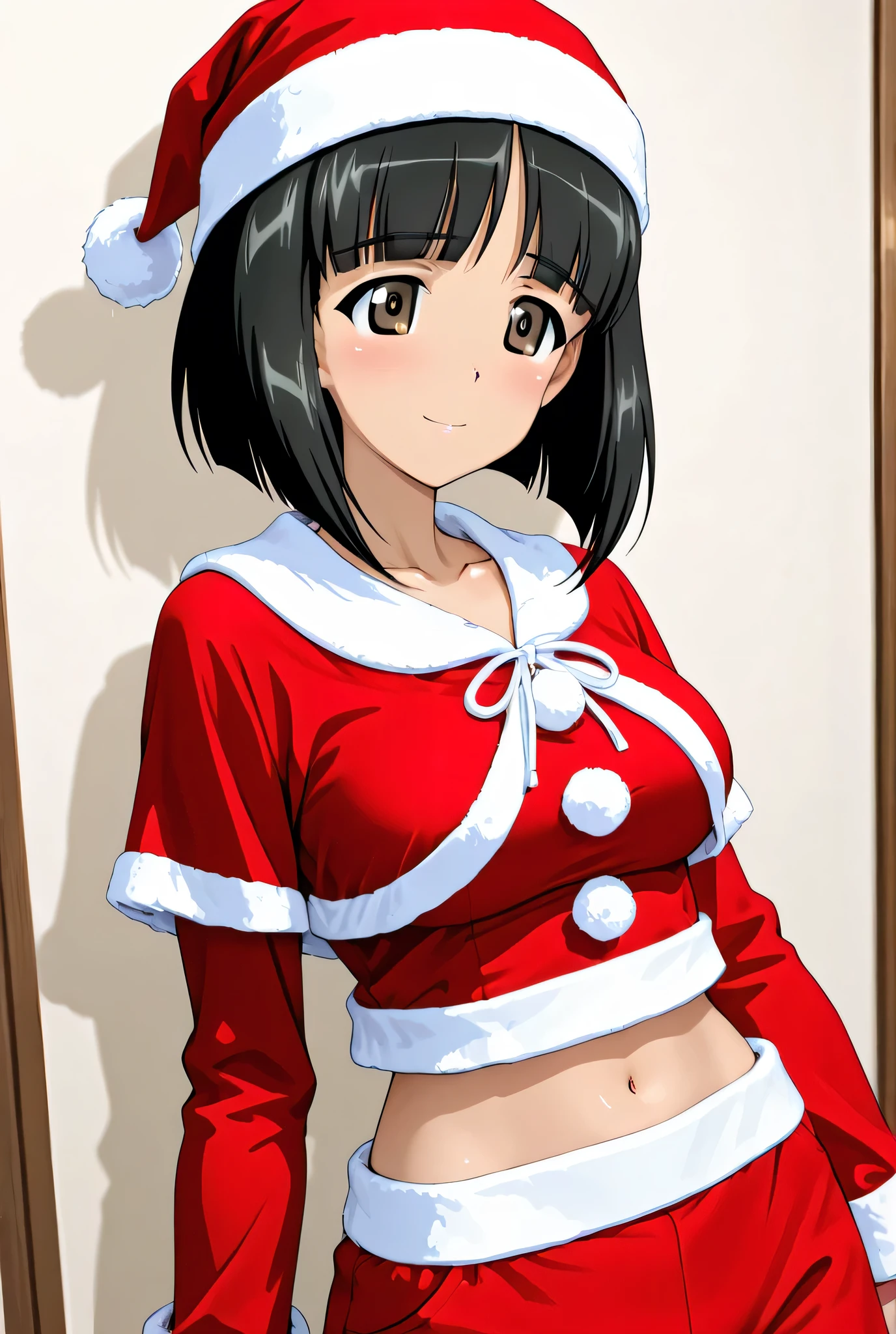 gotou moyoko \(girls und panzer\),santa costume,1girl,solo,