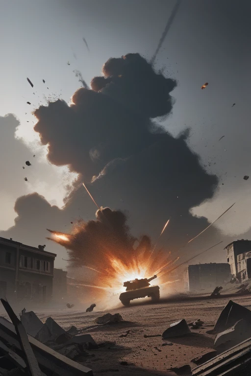 (Best Quality,Ultra-detailed,Realistic:1.37),Asteroid hitting Earth,devastated,Widespread destruction,Smoke and fire,Rippling shockwave,Crumbling buildings,Falling debris,Confusion and panic,surreal atmosphere,dusk lighting,Epic disaster,People who run away in fear々,Apocalyptic landscape,Widespread disruption,Ruined cityscape,Looming dark clouds,Explosions and flames,Giant impact crater,Ground shaking,Molten rocks,flying debris,Emotional,Hopeless survival,Ominous sky,Abandoned Street,Wrecked Vehicles,Overwhelming sense of destruction,post apocalyptic scenery,Heartbreaking scenes,Catastrophic aftermath,ruin city,Desolate wasteland,Overcast sky,Despair and loss,Damaged infrastructure,Breathtaking destruction,An unimaginable catastrophe,Desolate and harsh,Scorching flame,An uncertain future.