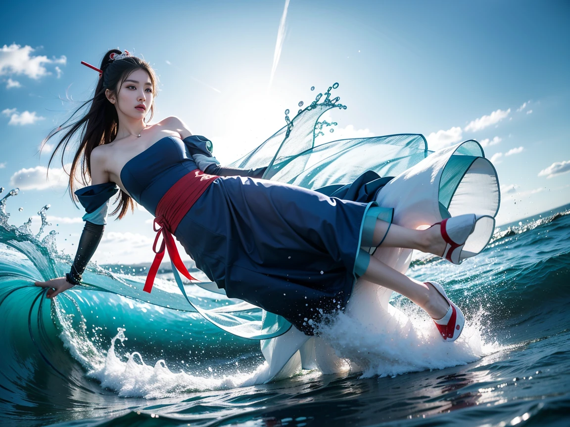 (RAW Photograph:1.5), (Exposed:1.28, nipple:-0.9),splashing water, sunshine filtering through the trees, vibrant colors, sparkling droplets, smiling faces, joyful laughter, summer vibes, peaceful atmosphere, playful movement, refreshing sensation, ripples on the water surface, dynamic action, nature backdrop, carefree spirit, lively expressions, wet hair, sunny day, sun-kissed skin, water spray, energetic motion, gleaming reflections. under the mesmerizing back lighting