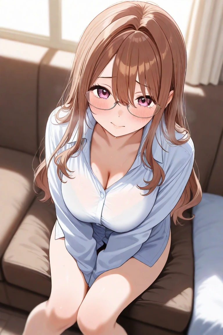 masterpiece, high quality, best quality, beautiful, perfect lighting, detailed face, detailed body, 1 girl, solo, misaki, ((misaki)), glasses, sit<lora:Sakimiya_Misaki:0.8>