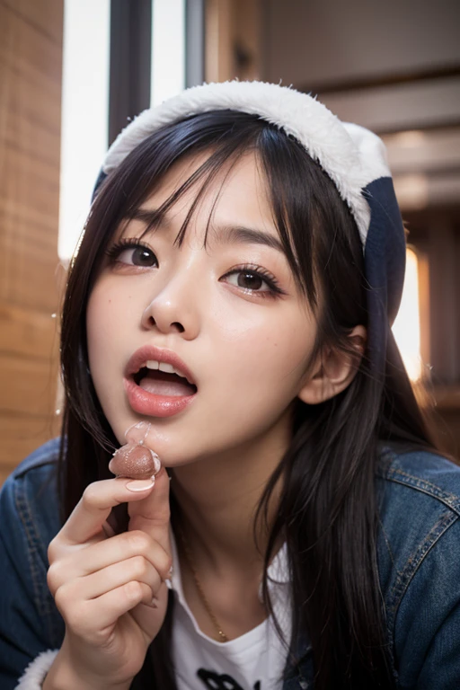 (masterpiece, Highest quality:1.2), One girl, alone,licking penis