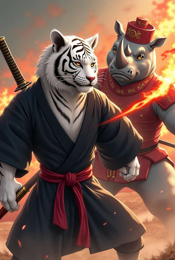 White tiger, katana, katana, muscle, furry