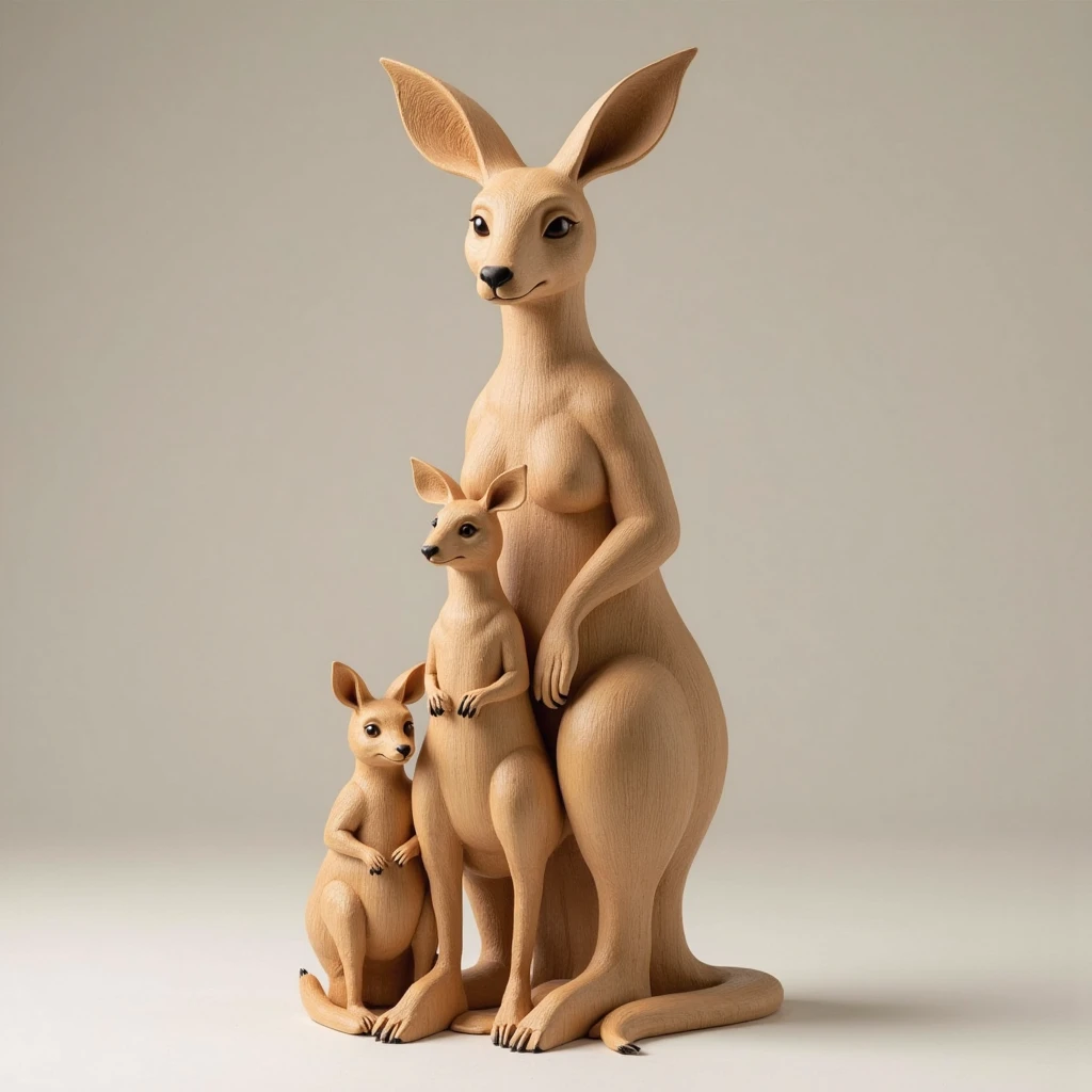 A kangaroo mom that has a pear shaped figured with brown fur, huge ass, naked, penis in ass,