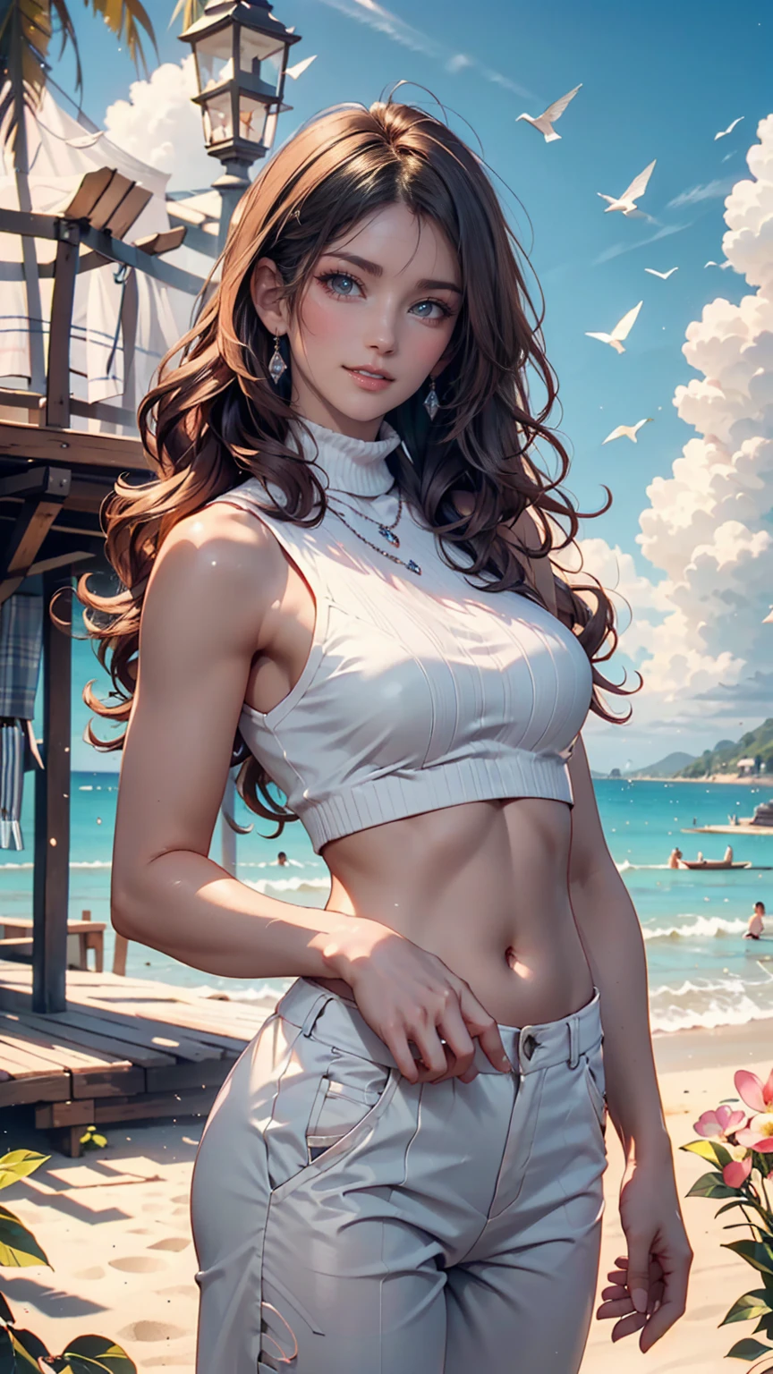 girl with ponytail, smiling mysteriously, girl with ponytail, beautiful detailed eyes, beautiful detailed lips, extremely detailed eyes and face, long eyelashes, very little nautical clothing [tail], realistic, photorealistic: 1.37, ultra detailed, professional, sharp focus, bright colors, portraits, human-animal hybrid, curly tail,
hair fluttering in the wind, fantastic lighting,
dreamy atmosphere