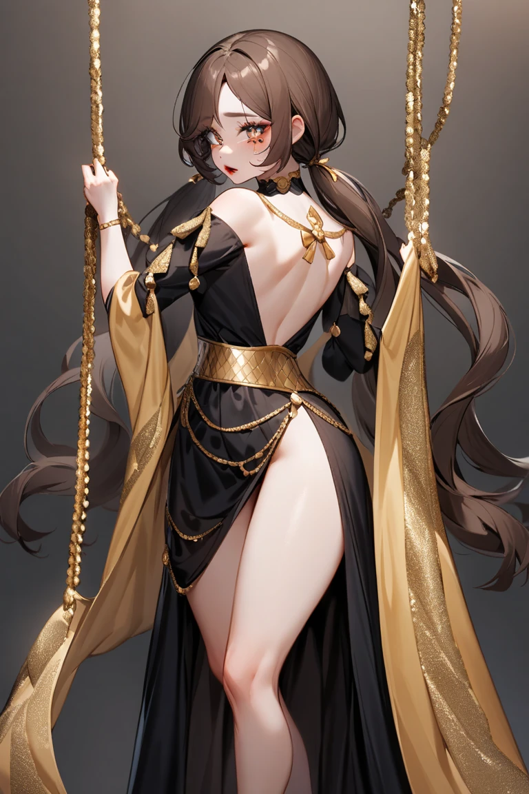 SFW, full body young woman, a slave auction in a fantasy world, bare feet, smiling face, slave, loincloth. shackles. chocker