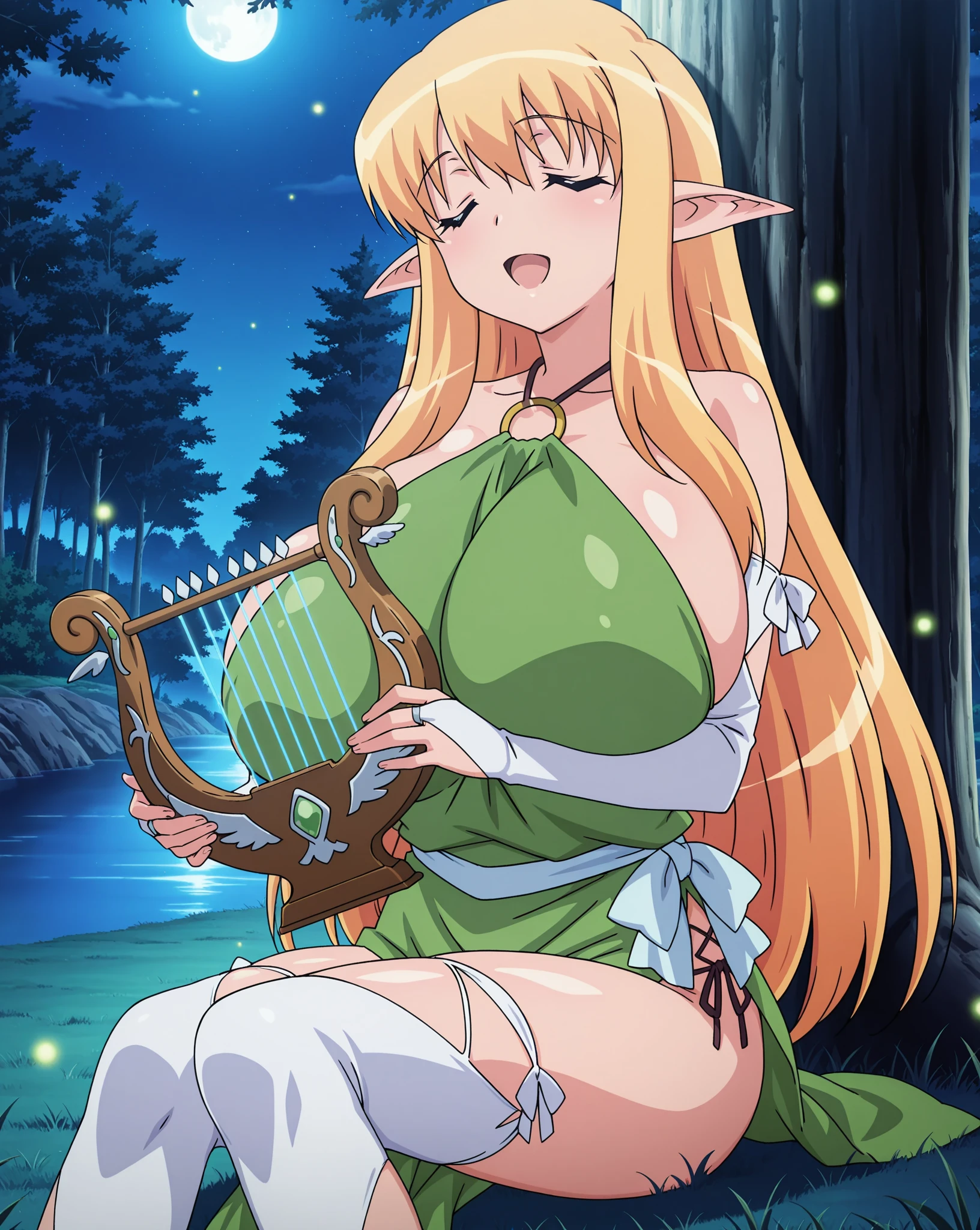 (masterpiece, highest quality:1.2), Ultra-high resolution), RAW Photos, Professional Lighting, Cinema Lighting, (1 girl), Leona, レオナ, Dragon Quest:dai no daibouken, (blonde, Long Hair, Brown eyes, string tiara, hair ornaments, bangs), (earrings, brass Circlet, choker, full nude, naked, bare bodies, knee high socks, golden bracelet), ((((ultra large natural breasts, Super huge tits, Super huge boob, Super huge cleavages)))), (((trees, ivy, swamp, dark forest, deep forest, dark atmosphere, fogs, mist, stars, moon, night))), (nsfw:2.0, sweat bodies:2.0), ((tentacles fuck her pussy, having sex with tentacle’s monster, tentacle monster cum inside her pussy, cum inside her vagina, tentacles coil around her bodies, tentacles penis enter into her pussy:1.5, tentacles penis penetrate into her vagina:1.5)), detailed face, detailed eyes, clear & fine eyes, (realistic & detailed ahegao, tongue out, rolling eyes),