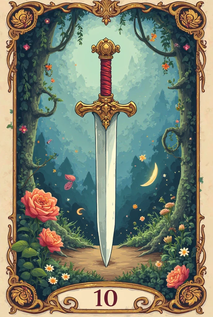 art nouveau, barbarian broadsword, illustration, sword as background
