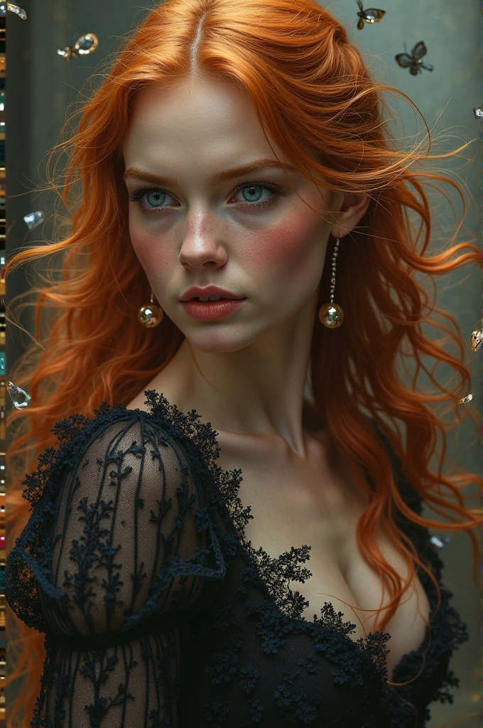photo of a 25-year-old European girl, RAW, beautiful woman, (extra long wavy red hair), ((portrait)), ((detailed face: 1.2)), ((detailed facial features)), (finely detailed skin), pale skin, highly detailed deep neckline cyberpunk dress, megacity environment, (cool colors), damp, damp, reflections, (masterpiece) (perfect proportion)(realistic photo)(best quality) (detailed) photographed on a Canon EOS R5, 50mm lens, F/2.8, HDR, (8k) (wallpaper) (cinematic lighting) (dramatic lighting) (sharp focus) (intricate)