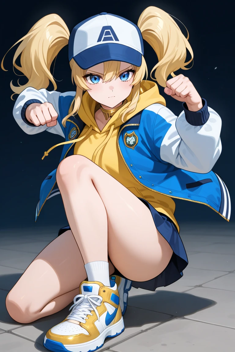 (masterpiece:1.2, best quality), (highly detailed), 1girl, 16yo girl, teen, long legs, long hair, blonde, (white panties), (blue sonic the hedgehog hoodie), hood on, red sneakers, running in gym, low angle, Original Character, Volumetric Lighting, Best Shadows, Shallow Depth of Field, (Highest Quality, Amazing Details:1.25), Brilliant Colorful Paintings