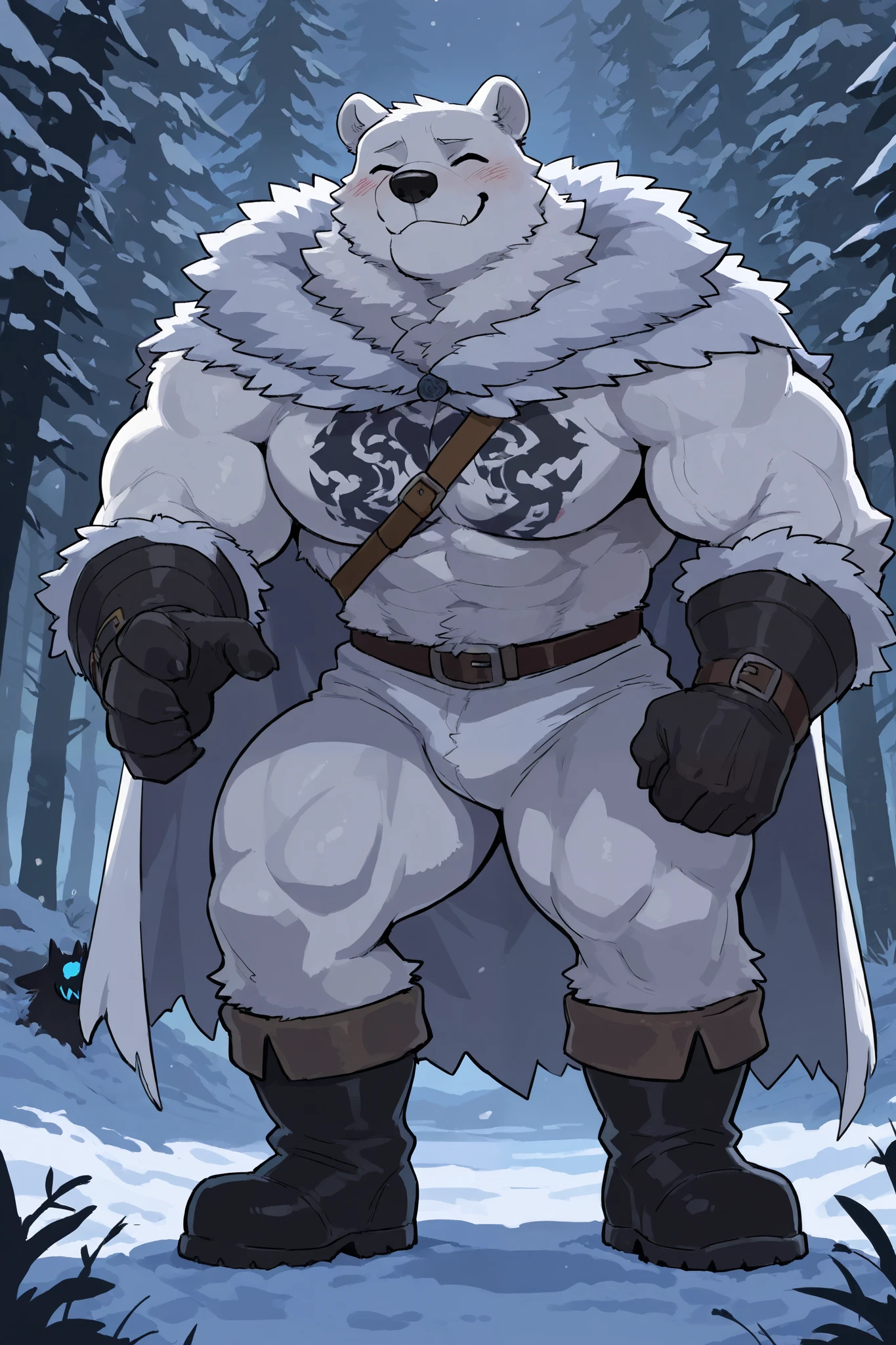 Very detailed,Browsing Caution,((whole body))((Fat middle-aged polar bear man)),((armor)),Body hair,((Hairy skin)),fluffy,pubic hair,((Brown eyes)),(White belly:1.3),(Beautifully detailed tail:1.1),(Male face:1.3),(Big Face:0.5),Square jawline,(Male Eyes:1.2),(Sharp eyes:0.8),(Big eyes:0.3),Male eyebrows,((Detailed and realistic anatomy)),Muscular,Chubby,(Innocent look:0.3),(Small penis with beautiful thin and tight foreskin:1.8)(Hairy little testicles)(flaccid:1.6),(Detailed face:1.3),(Detailed body),(Beautiful Hands:1.2),(Detailed fingers:1.2),(Beautiful black nails down to the last detail:1.2),(Detailed eyes:1.1),(Beautiful Eyes:1.1),Beautiful beard,Beautiful ears,Arm details,Leg Details,Beautiful legs,Highest quality,High resolution,Realistic,16K,masterpiece,Starry Sky,Snowfield,Field,(Detailed brown nipples:0.8),(Blood vessel:-0.8),(Glowing Skin:-0.7),(chest hair:0.5),