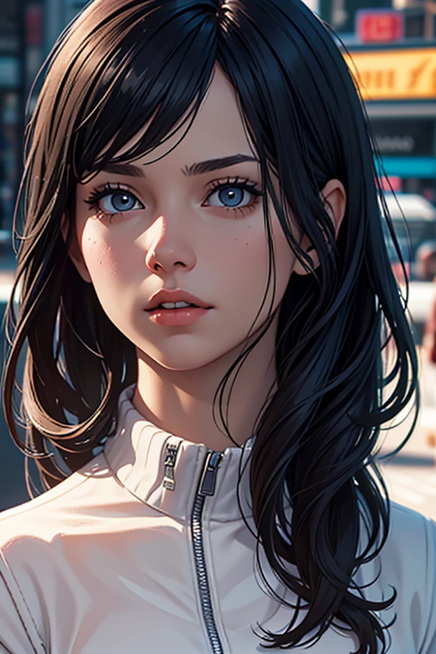 (Magazine Cover:1.3),Urzan-6500, (Realistic: 1.3) (original: 1.2), masterpiece, Highest quality, Beautiful and clean face, whole body, One girl, Glitch Art, (Digital Distortion), Pixelated Fragments, Data Corruption,Colorful Noise, Visual clutter,Modern aesthetics
