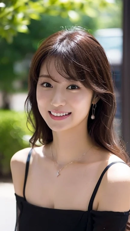 Medium Size Display, Medium Shot, Written boundary depth, Upper Body, Movie angle, masterpiece, highest quality, Very detailed, CG, 8k wallpaper, Beautiful Face, Delicate eyes, alone, grin, cute、red color dress