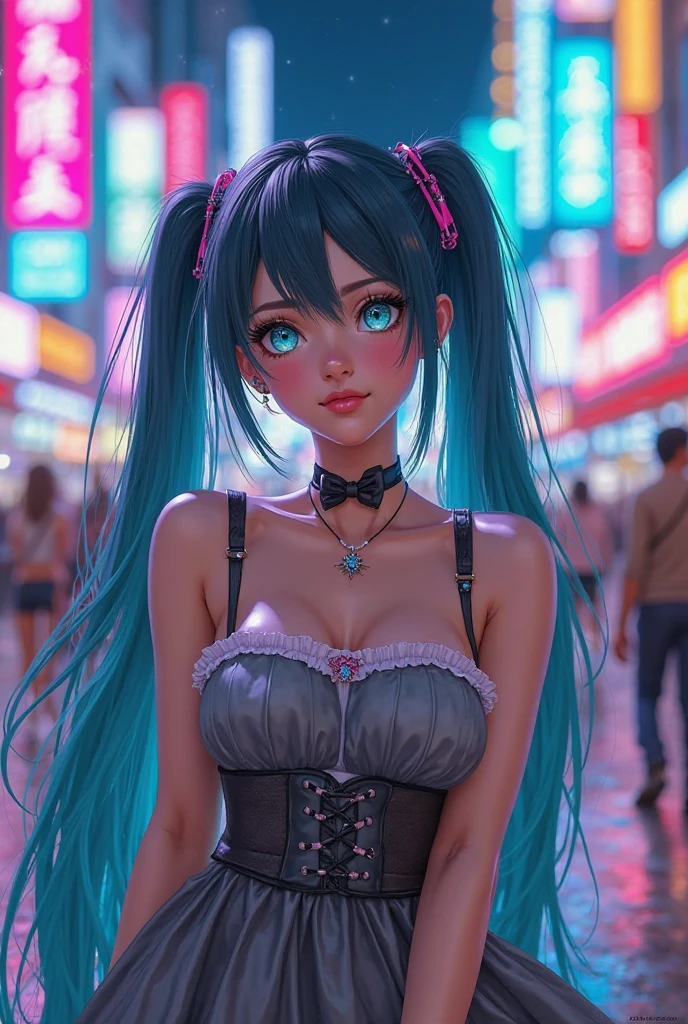 (ultra realistic,32k,RAW photo:1.1),(high detailed skin:1.1), 8k uhd, dslr, high quality, film grain, (makeup, mascara:1.1), lips,(thick\lips\),
(shiny glossy translucent clothing:1.1), <lora:bulma_9:0.7>dragon ball, blmlong, aqua hair, blunt bangs, long hair, playboy bunny, rabbit ears, black pantyhose, red bowtie, wrist cuffs, black leotard,, <lora:add_detail:0.85>, huge breast,
(looking at viewer, sitting, crossed legs:1.1),,
(busty:1.1) , (chubby:0.1),(volumetric lighting:1.1),<lora:LowRA:0.4>, dark theme, cybernetic night market, illuminated stalls, black-market tech, futuristic contraband