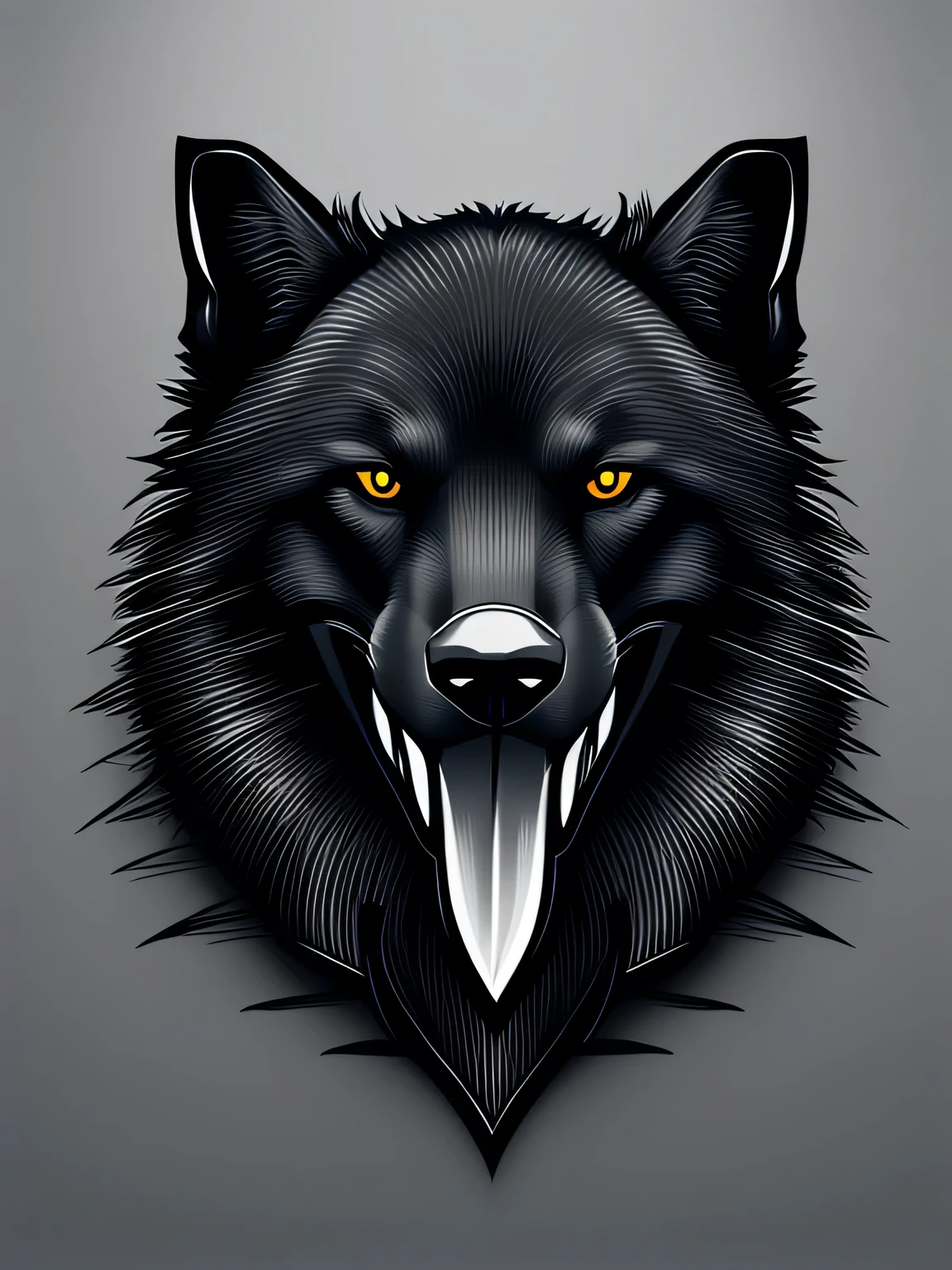 best quality, icon,vampire,Canine,monochrome, Line Art