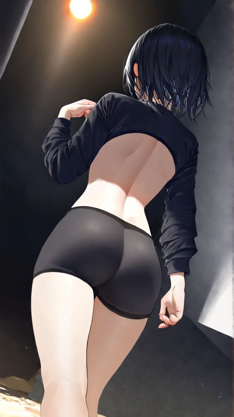 Horny emo bitch shows her ass and gets embarrassed
