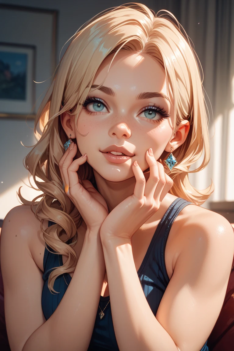 master piece，best quality，hyper detail diagram，非常に洗練されていてbeautiful， (high quality, breathtaking), (expressive eyes, perfect face), ((sexy lips)), (masterpiece, 最high quality: 1.4), super detailed, 8K, realistic, (ultra high resolution), (フルシャープネス最high quality), (ultra photorealistic: 1.3), (masterpiece: 1.4), ((realistic)), Super detailed, ((real image)), パラメータ最high quality, masterpiece, ultra high resolution, (real 2.0), Detailed information, fine skin, 1 girl, enjoying，20 year old girl, young, mature woman, age girl， Detailed portrait of one girl, ((realistic skin)), ((realistic face)), (beautiful: 1.05), (beautiful詳細な目: 1.05), (cinematic light: 1.1), perfect and well drawn eyes, (((perfect even eyes:1.2))), she, cute, cute, studio illumination, double texture, realistic oil painting, Bright colors, complex brush strokes, dark lighting, Calm, shine, soft light, Natural light, cinematic light, soft lighting, studio lighting, (Are standing), (stand up straight:1.4), elegantなポーズ, (big ass), exposed buttocks, long legs, legs slightly apart, blush, Shyness, clavicle, abs, athlete body, (super detailed顔), (highly detailed eyes), (超realistic目), (perfect body), (delicate hands), (very fine hands), (Very sexy), (soft skin), (Very insinuating), ((perky butt)), ((wide hips)), (very thick thighs), ((very thin waist)), (big ass), (natural skin), (Personal), (まったくrealistic), (very hot), (very wide buttocks), (so sweet), (lure), (wide pubic bones), ((I don&#39;t have a stomach)), ((flat stomach)) (((whole body+))), exact ratio, perfect female shape, (perfect face, detailed face, glossy lips, eyeliner), beautiful and delicate face, Fair skin, real skin, (facial details), realistic skin texture, medium breasts, look at the viewer, film grain, (Depth of bounds written), expressive eyes, flowing hair, delicate features, Curvy up model, double wave, blonde hair blowing in the wind, voluminous ginger blondie hair, Stylized hair, Long length hair, side bangs, big smile, white teeth, gentle smile, (grin), (smug), elegant，medium curve, luxury hotel, A sophisticated and elegant room,