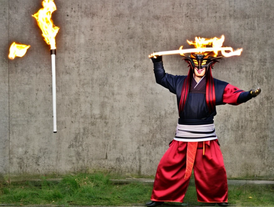 Ultra-realistic Fire Giant Fear Disaster々Cool Night Japanese Style Japan Yokai Fire