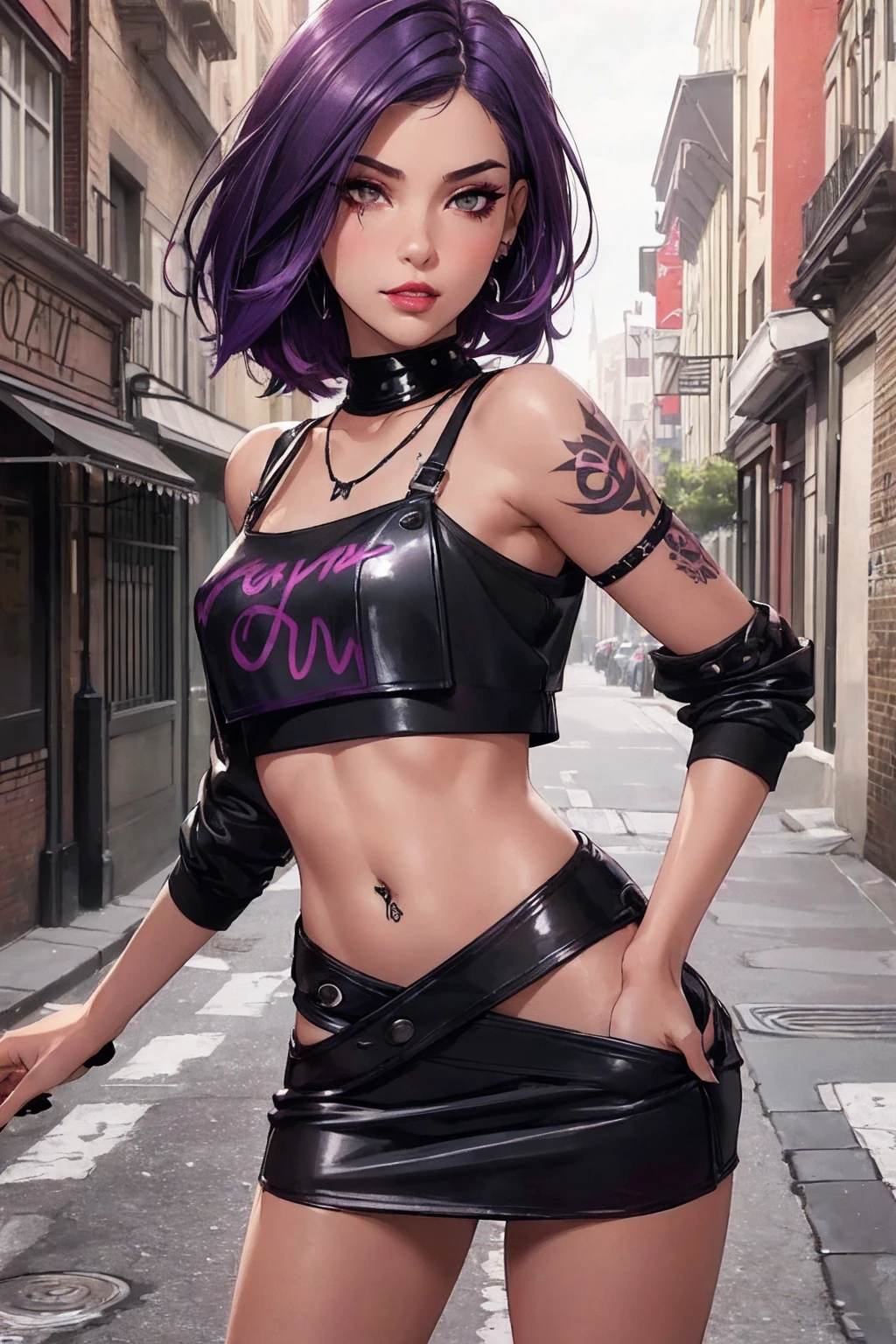 (best quality), (high detail), (vivid colors), (Highly detailed), (graffiti style), (freestyle), (Close up), (1girl), (Nsfw)young sexy female teen girl, big tits, (see through), tight top, posing in front of a brick wall painted with street art, HDR, 8K, 3D, graffiti art style.