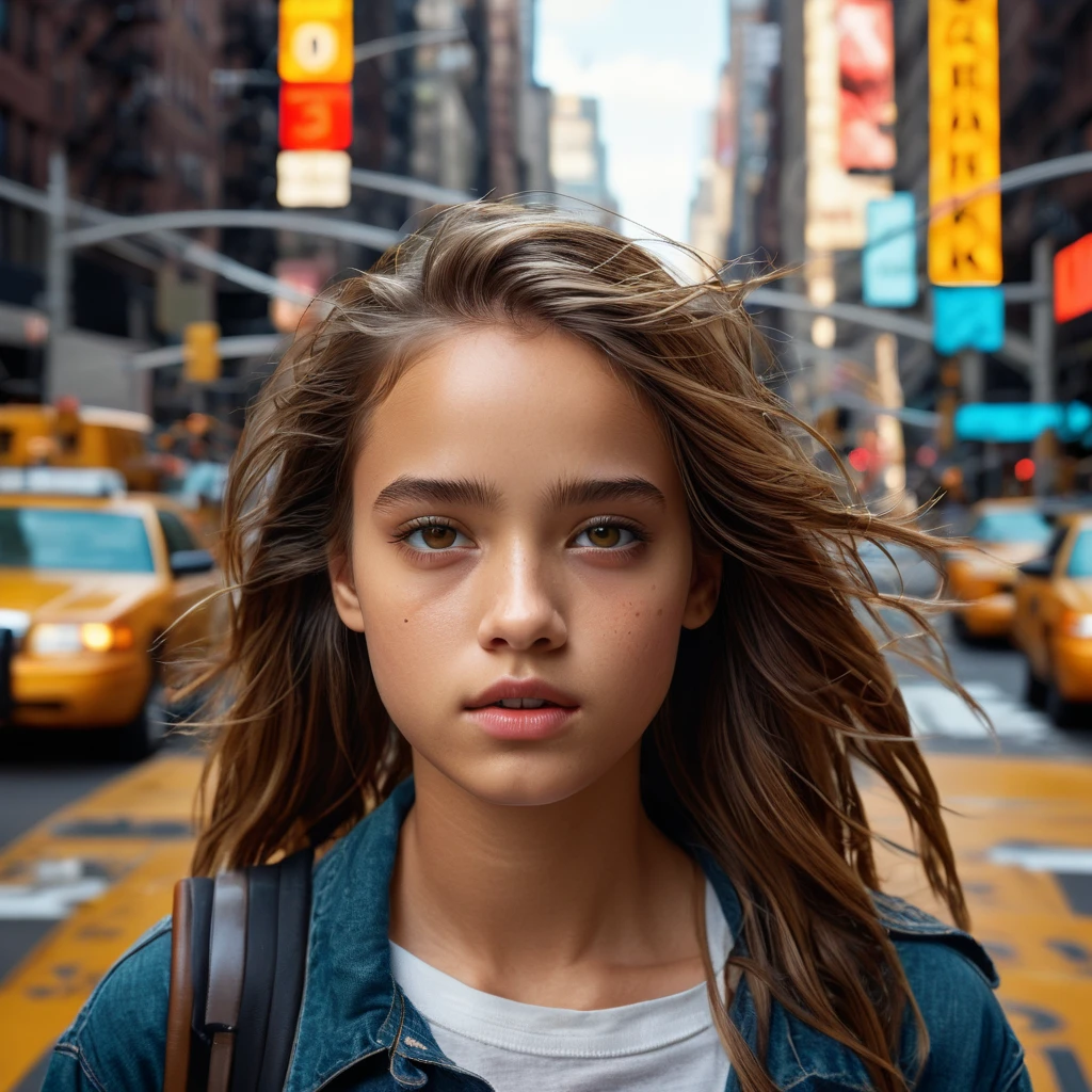 extremely intricate detailed 32k uhd photo, Hasselblad Award Winner, a beautiful 20yo girl walking in Newyork street
