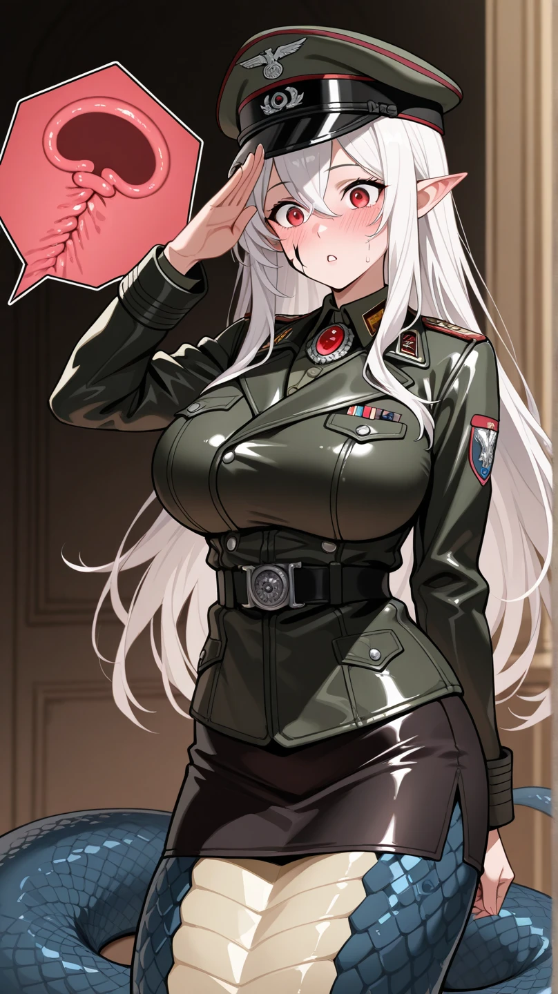 ((Best quality)), ((masterpiece)), (detailed), Kaede Akamatsu from Danganronpa in Soviet army uniform, miniskirt, stockings, riding a dick, Ahegao