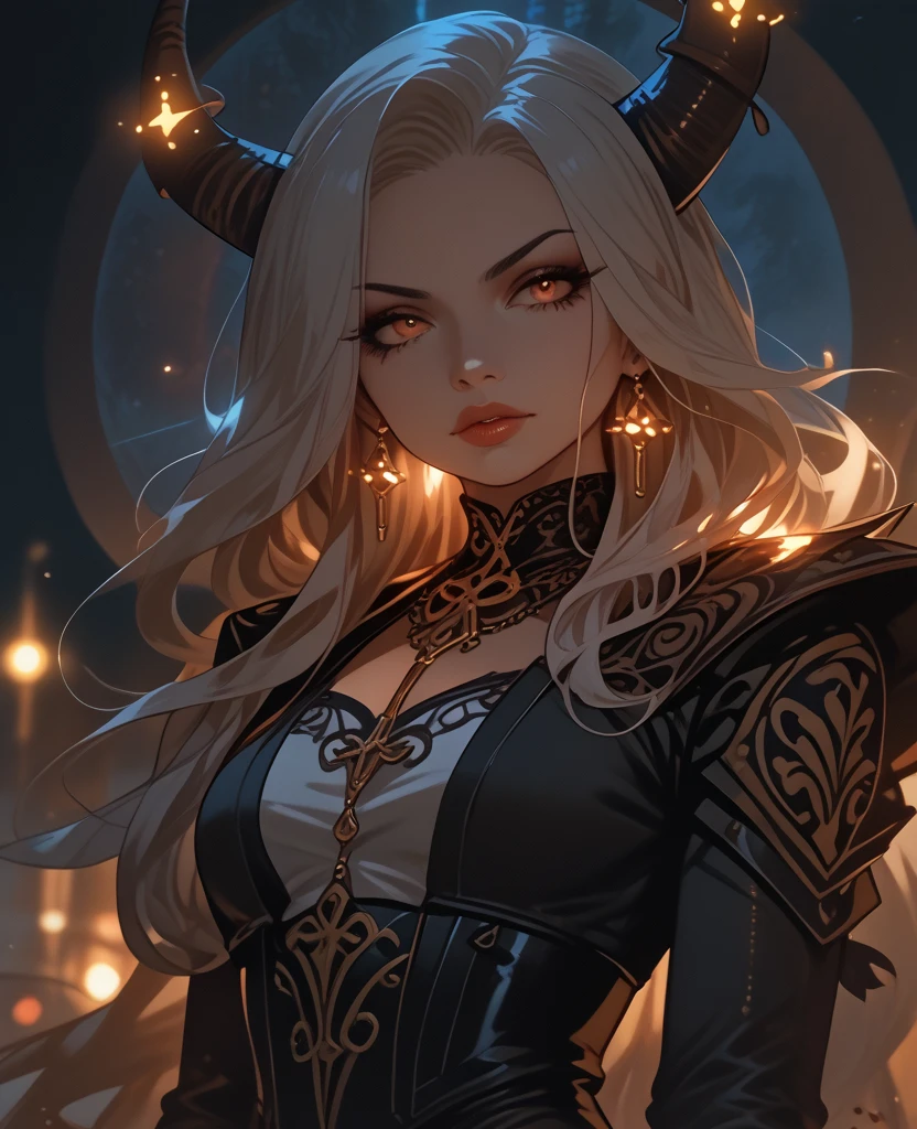 a young black woman with long white hair and horns on her head, symmetric beautiful face, arte de fantasia digital, epic digital art illustration, epic exquisite character art, d & d fantasia pintura digital