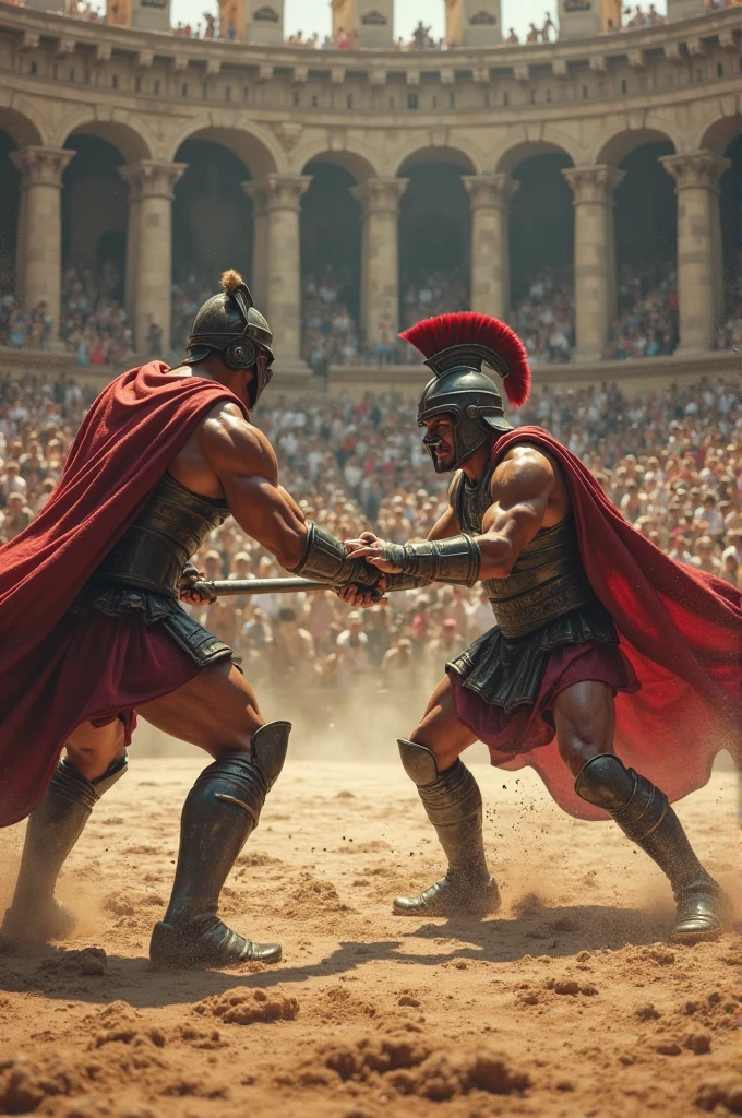 Scene to battle gladiators in arena