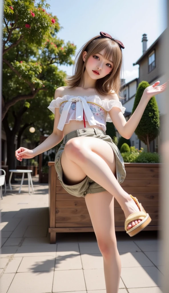 (European teenage girl)), Ethereal beautiful body, jaw-dropping beauty、slim, Petite, Soft light, shiny blonde hair、Blonde Shorthair、 ((David Hamilton Style)), closeup picture, masutepiece, Best Quality, Photorealsitic, Raw photo、8K, High resolution, Detailed skin, 8K UHD, Digital SLR, Soft lighting, High quality, Film grain, FujifilmXT3, Full body, Naked, In the park、Open your legs wide、Bend your knees and open your legs,、