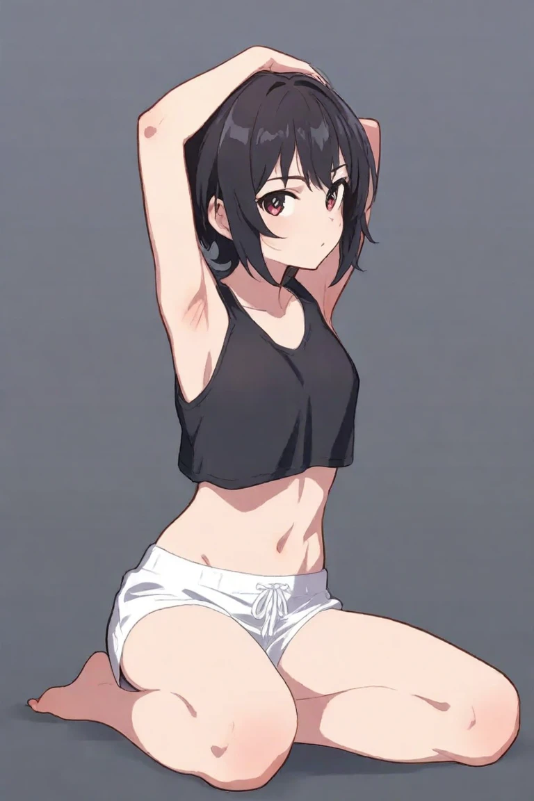 Shinomiya Kaguya, Shinomiyakaguya, Red eyes, small breasts, list brook, black fur, Red eyes, black sports bra, black micro panties,