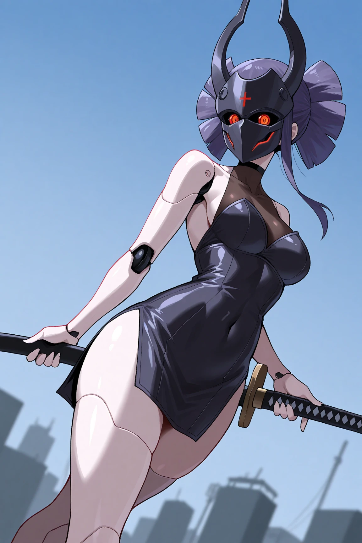 ((​masterpiece、best qualified))、1girl in、独奏、ChunLi、fullbody image、Black latex leotard、Muscular legs、eyes glowing red、Evil look、Exposed shoulders、Wearing tights on the legs、Black boots、Chastity belt with heart design、Mechanical background、Tied up to a machine、headphones、Black lightning around the body。