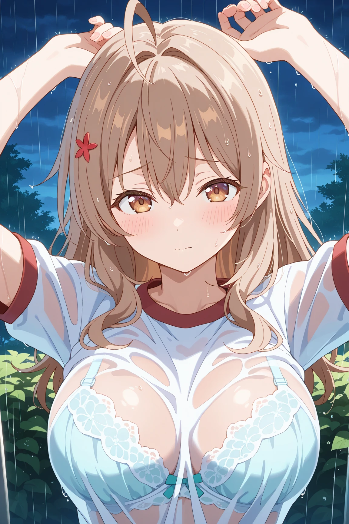 {{{{{16k,Ultra High-resolution realistic photograph of neat virgin first-year junior high school girl's in School-designated gym uniform with junior high ribbon as pretty as a actress in Grass schoolyard, She's in the first year of middle school, but she's too well developed, her tits are too beautiful, When she rolls up her gym clothes from underneath her shyly raw, hidden big tits pop out, She's a first-year junior high school girl with no makeup and no polish but her body is glamorous, She's a virgin but she's popular popular popular and she just has an aura of being popular}}}}},{{Extremely detailed}},{{{{{dye her cheeks flush and integrated her head pure small, thick lips, Enchanting thick gross idol's Lips}}}}},{{{{{dark colored bang ponytail hair}}}}},{{{{{She get more attractive and smoother her body, her expression and appearance are transformed into that of a pure, Her white tits are so fluffy, and are depicted in great detail, but her sex appeal from her neck fills the schoolyard, her bodyline and tits and hips are getting cuter and cuter, She has been reborn as a pretty one-in-a-thousand-year girl with a sparkling aura of cuteness}}}}}