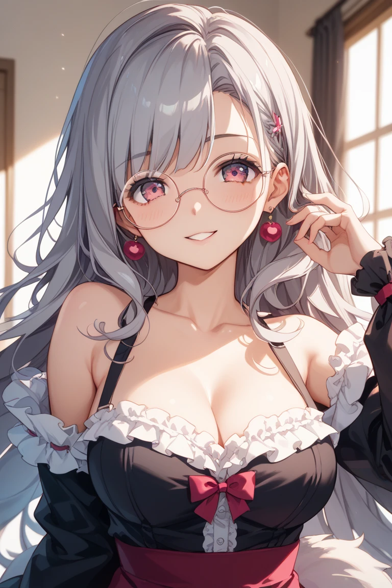 biwa hayahide \(umamusume\), under rim glasses, Sexy body, big tits, sexypose, sexy lingerie, meshing