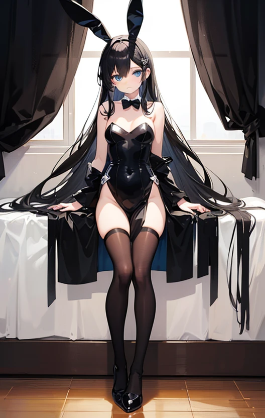 1girl, beautiful detailed red eyes, beautiful detailed lips, extremely detailed face and eyes, short blue hair twintail, small breasts, flat chest, slender thighs, thin waist, black corset, exposed naval, thigh high socks, black choker, black thong, kneeling down, on knees, mini cropped fuzzy sweater, fur collar, indoors, masterpiece, 8k, ultra-detailed, vivid colors, studio lighting