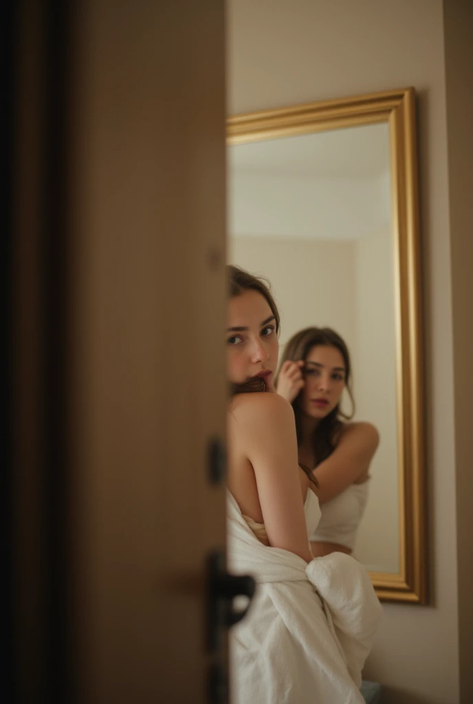 woman, naked,, mirror 