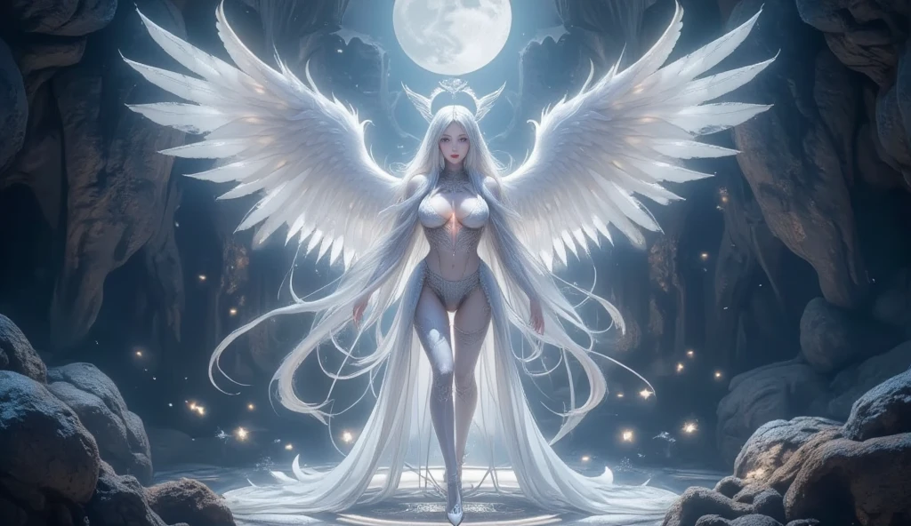 symmetry, portrait, full body shot, 8k, super detail, accurate, best quality, 16k, highres, best quality, award winning, super detail, anatomically correct, masterpiece, retina, UHD, Ombre, Smile, Cleavage, Pure, High heels, Laces, Glitter, No bra, Offshoulder, Highly detailed facial and skin textures, Detailed eyes, (photorealistic:1.4, clear:1.2, perfect body, beauty:1.4, slim abdomen:1.2, big breasts:1.2, fit:1.5, full-body shot:1.4, random hairstyles:1.2), choker, 1 angel girl, shining wings, shining halo, exquisite headdress, beautiful female angel, large wings, white hair, white wings, ((red dress, red theme)), on clouds, golden eyes, red background, attractive legs, sexy legs, tall legs, beautiful angel, attractive angel, ((full body female angel)), clouds, ((full body photoshoot, full body, far view, full body in view, heels in view, shining halo over head, extremely bright halo, halo)), slim figure