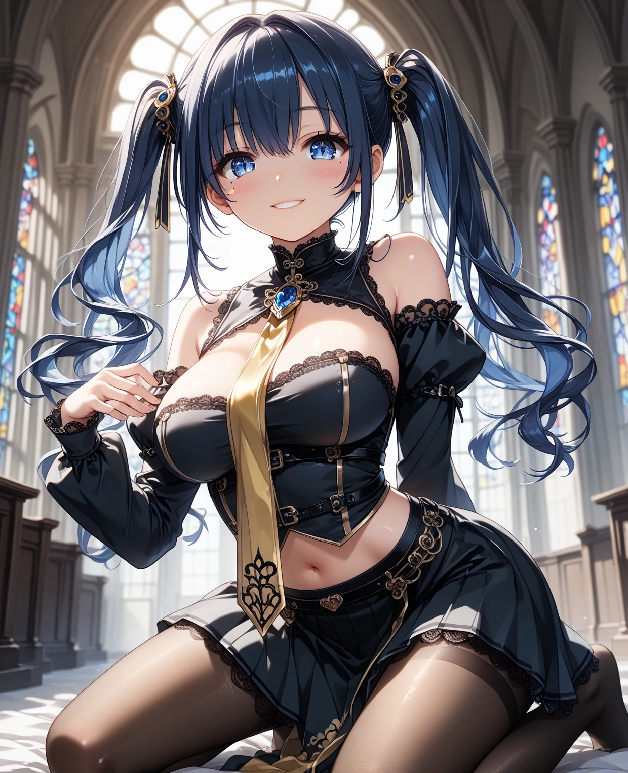 magician human、1人の女性,Bewitching smile, (rainbow hair:1.4),((Long twintails,Ribbon 1.4)),(Blue Butterfly Hair Ornament 1.3)、Futuristic magic square on night background with bright lights and bright moonlight、(masutepiece:1.3), (8K, realistic magic square(1.8),(8K, Photorealsitic, Raw photo, Best Quality: 1.4), Beautiful face, (Realistic face), Beautiful detailed eyes, (Realistic skin), Attractive, Intricate details,Golden ratio,,Dynamic Pose,Dynamic Angle,Intricate details, Hyper realistic、only face、A smile、Smiling、Face enhancement