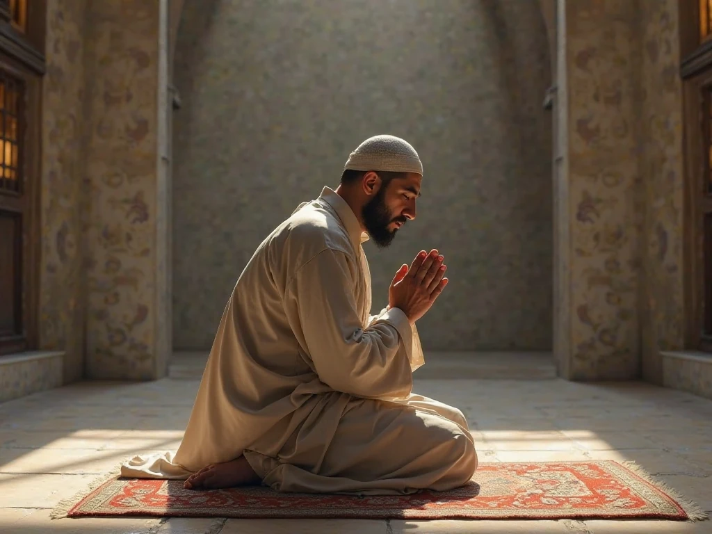 A Muslim, who prays while he prays, all knots are untied