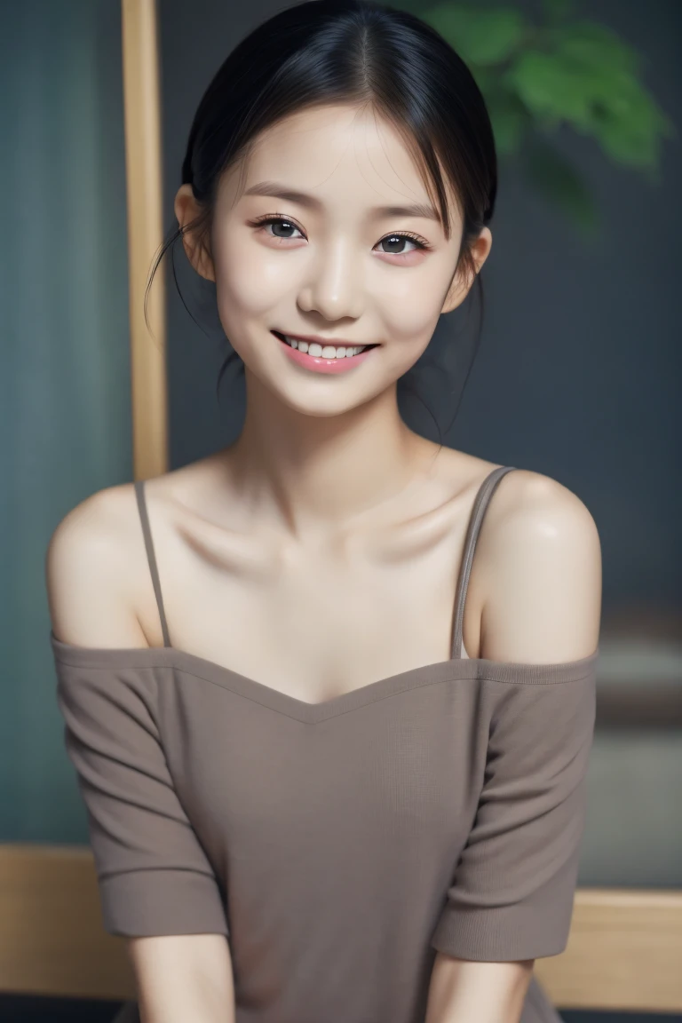 Baby Face、smile、Realistic、masterpiece、Sexy pose、(Small breasts、Small breasts、Flat Chest)、nude、ponytail、