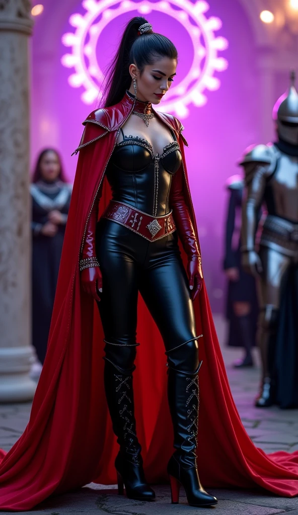beautiful woman in gedi robe, beautiful woman dressed as a Sith Lord, 2 women, star Wars, hyperrealistic, 8 K, very detailed, photorealistic, dramatic lighting, Cinematic composition, complex costume details, Elegant poses, dynamic movement, moody color palette, Dramatic shadows, bright colors, Stunning visuals