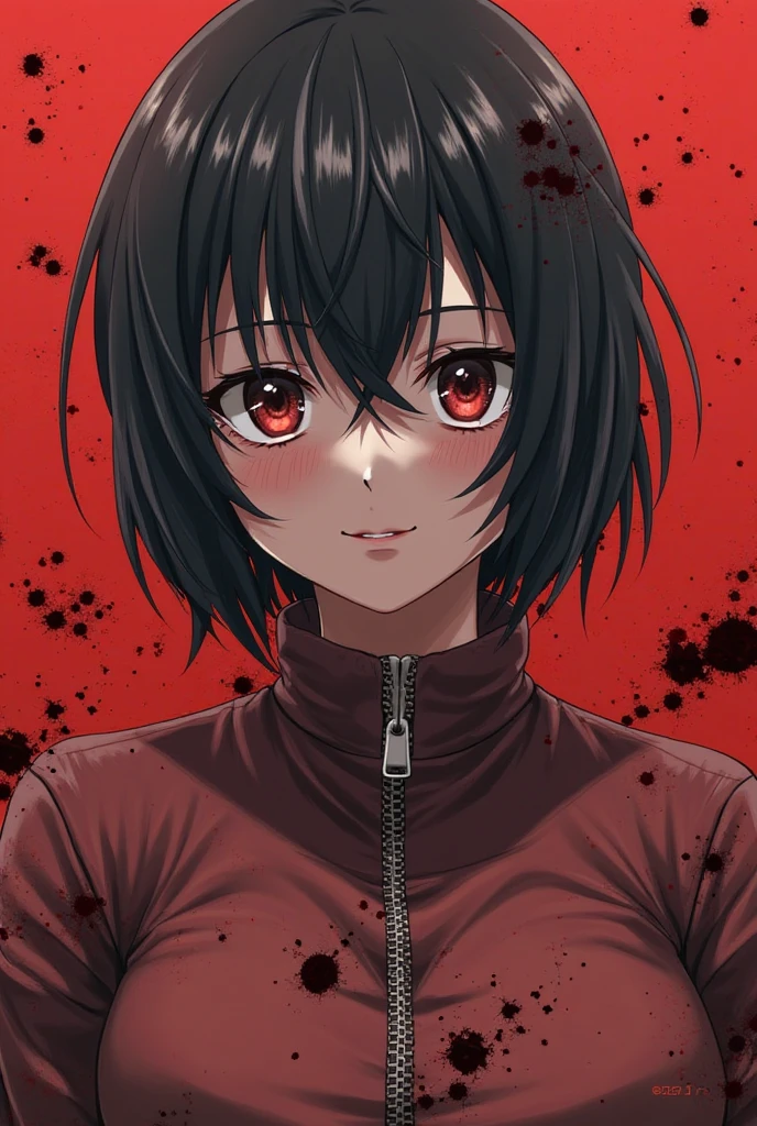 Manga panel of girl who brutally explode her left eye after the fight and she is back after the main character who the fight the villain and she's back but she having a eye patched in left eye