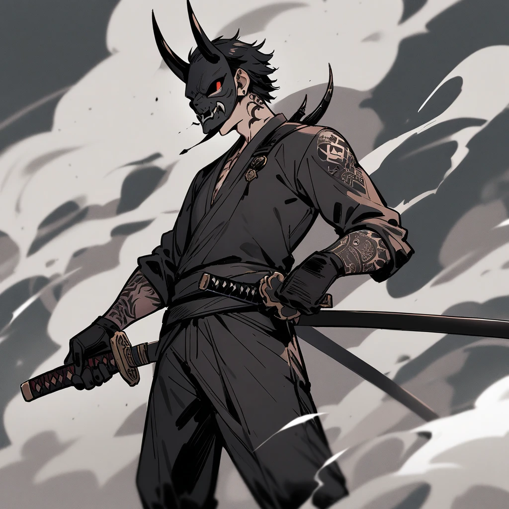 (dark skin的Wolf),(Black and white yin and yang General battle robe),(Holding a long sword),Strong stance,Half squat,(背景是一个黑雾缭绕的Castle:1.2),(abdominal muscles),Sly laughter,A perfect masterpiece,Various facial details,Perspective from a distance,specific description,masterpiece,CG,(Golden Eyes),Black and white pattern,Black Tail,General,Heroic Stance,Wolf,Black fur,Specific facial details,Half Body,(Chang Ling),((middle aged)),(Face Focus),(16K),HD,Black belly,Castle,(Facial lines),Different students,(No shirt),(Black and white hair),(Strong),(muscle),(high resolution:1.3),(站在黑暗Castle里),(close up),(Delicate face:1.5),Perfect details,(Half Body),(Facial details:1.5),(Zoom in on the face:1.5),(white Facial lines:1.2),(black beard:1.3),(white face;1.6),Gray body,(dark skin),(Dark cheeks:1.3),Strike a pose:1.3,