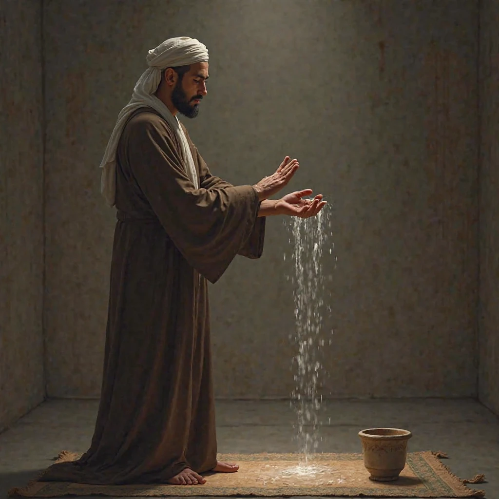A Muslim, who performs his prayer ablution