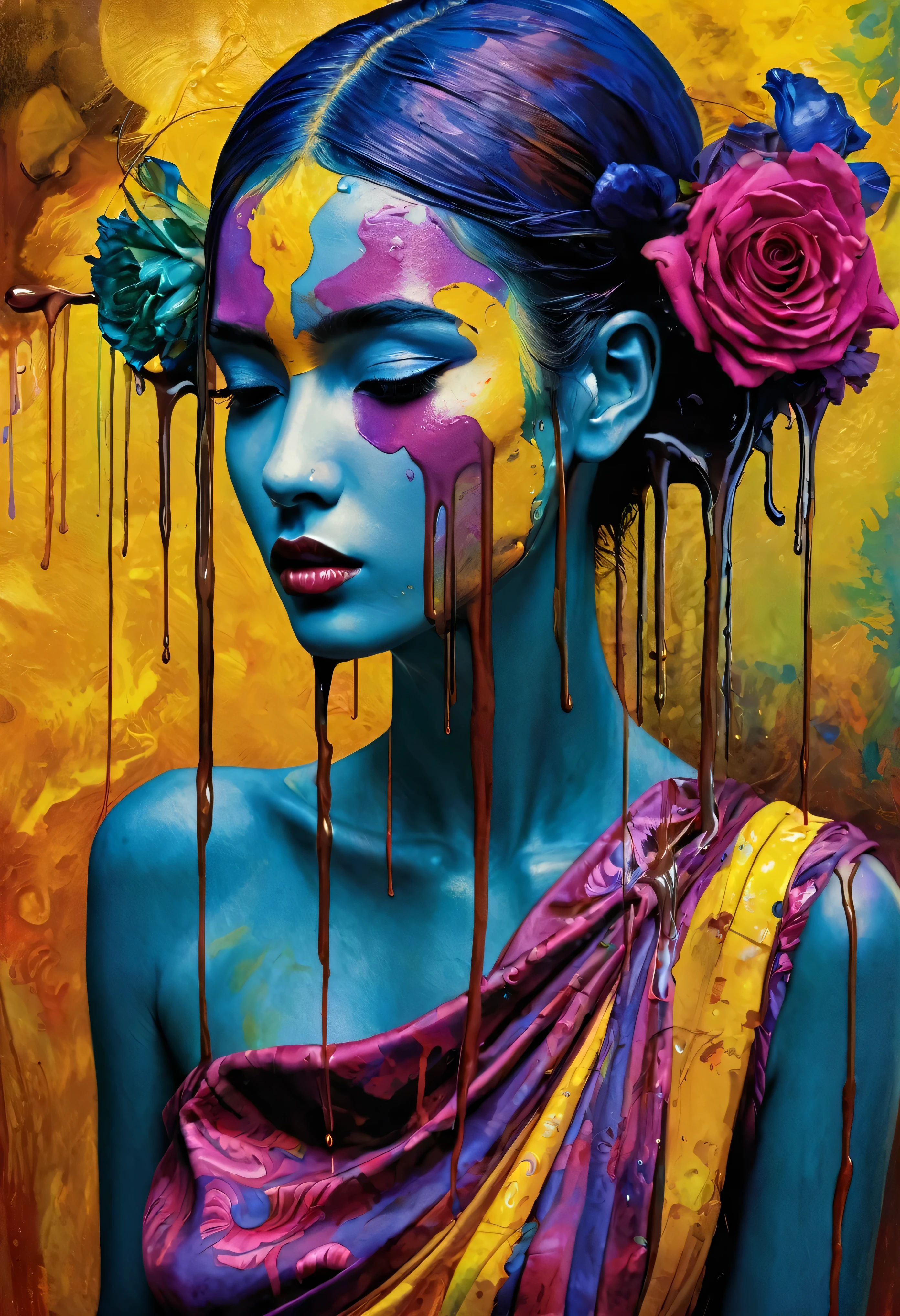(Artistic Masterpiece of Romantic Life) ( (Themed Art of Life) ( (Conceptual Art) (NFT Exclusive) (Fauvism Work) ()”) Where visual poetry transcends traditional boundaries and embraces the dynamic interplay between creativity and technology Takes),dripping paint,darkart,style, in the style of esao andrews