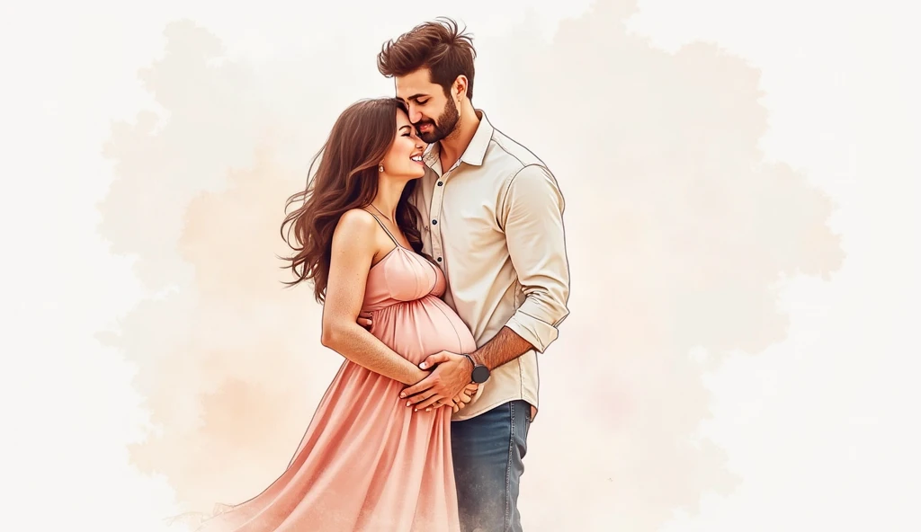 Indian husband and wife pregnant spending time together, laughing, Disney 3d